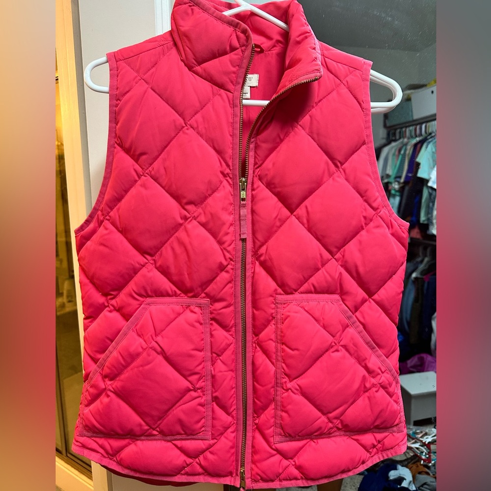 J Crew Vest Womens XS CORAL Down Feathers Puffer Quilted Full Zip Jacket